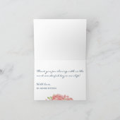 ネイビーブルーのワインピンクの芍薬　結婚式　編集可能な感謝 サンキューカード (内部)