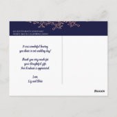 ネイビーブルーのヴィンテージエレガントなコッパー感謝メッセージ ポストカード (裏面)