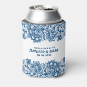 ネイビーブルーのヴィンテージフローラレー縁どス 缶クーラー (缶裏面)
