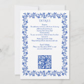 ネイビーブルーのヴィンテージ花柄ボーダー結婚式 招待状 (裏面)