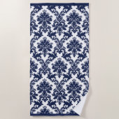 ネイビーブルーのヴィンテージ ビーチタオル (正面)