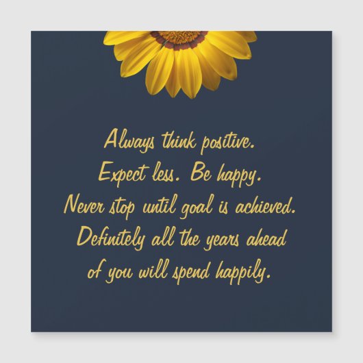 ネイビーブルーの上に黄色の花の背景モノグラム マグネット招待状 (正面)