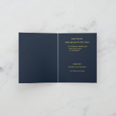 ネイビーブルーの上に黄色の花の背景モノグラム 招待状 (内部)