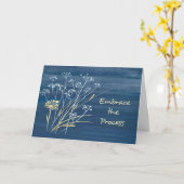 ネイビーブルーの乾燥野草の回復支援 カード (黄色い花)