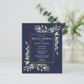 ネイビーブルーの予算グリーンブライズシャワー招待状 (スタンド正面)