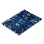 ネイビーブルーの人魚のうろこネーム ノートブック (左側)