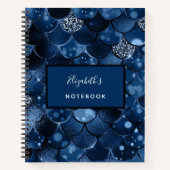 ネイビーブルーの人魚のうろこ名 ノートブック (正面)