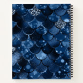 ネイビーブルーの人魚のうろこ名 ノートブック (裏面)