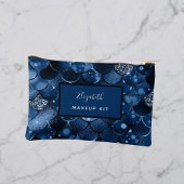 ネイビーブルーの人魚はかりで測名 アクセサリーポーチ
