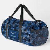 ネイビーブルーの人魚はかりで測名 ダッフルバッグ (右コーナー)