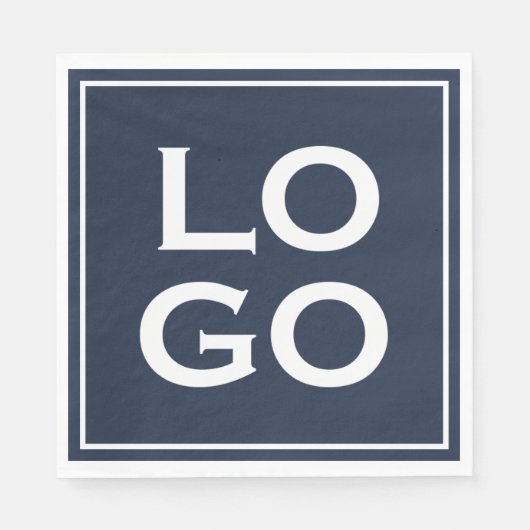 ネイビーブルーの会社カスタムまたはビジネスのロゴ スタンダードランチョンナプキン (正面)