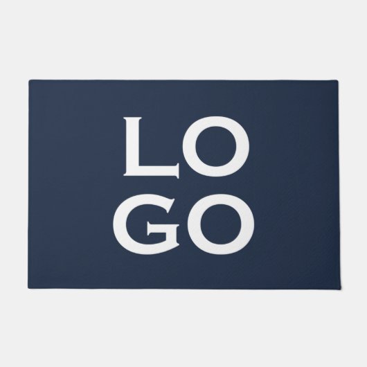 ネイビーブルーの会社カスタムまたはビジネスのロゴ ドアマット (正面)