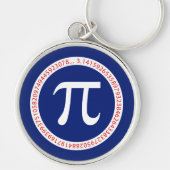 ネイビーブルーの円周内の円周率の記号 キーホルダー (正面)