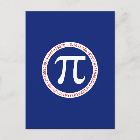 ネイビーブルーの円周内の円周率の記号 ポストカード (正面)