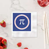 ネイビーブルーの円周内の円周率の記号 縁ありカクテルナプキン (インサイチュ)