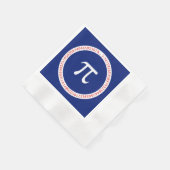 ネイビーブルーの円周内の円周率の記号 縁ありカクテルナプキン (角)