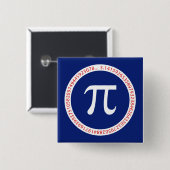 ネイビーブルーの円周内の円周率の記号 缶バッジ (正面&裏面)