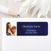 ネイビーブルーの写真ウェディング返送先住所 ラベル (インサイチュ)