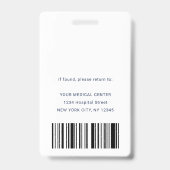 ネイビーブルーの写真付きセキュリティID医師アシスタント バッジ (裏面)