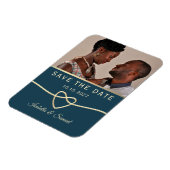 ネイビーブルーの写真婚式セーブザデート招待状 マグネット (左側)