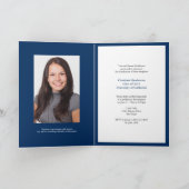 ネイビーブルーの卒業写真の発表 招待状 (内部)