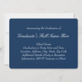 ネイビーブルーの卒業発表4枚写真コラージュ 招待状 (裏面)