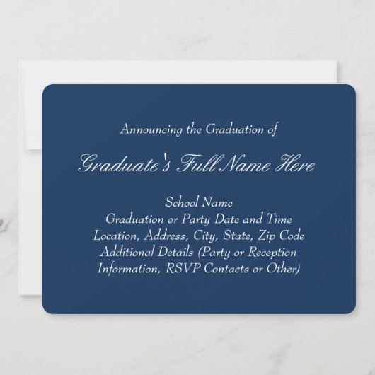 ネイビーブルーの卒業発表4枚写真コラージュ 招待状 (裏面)