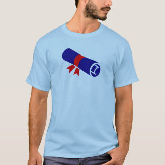 ネイビーブルーの卒業証書アイコンと赤いリボン Tシャツ