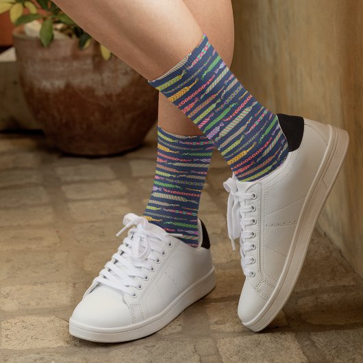 ネイビーブルーの友情ブレスレットパターン ソックス