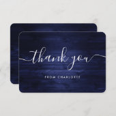 ネイビーブルーの古木ウェディングシャワー誕生日 サンキューカード (正面/裏面)