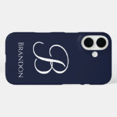 ネイビーブルーの名入れ+モノグラム Case-Mate iPhoneケース (裏面 (横))