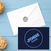 ネイビーブルーの名前のロゴと日付 ノートカード