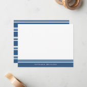 ネイビーブルーの基本ストライプ文具パーソナライズされた ノートカード (正面/裏面インサイチュ)