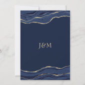 ネイビーブルーの大理石アゲートゴールドグリッターウェディング 招待状 (裏面)