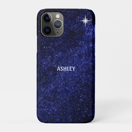 ネイビーブルーの天の川銀河に星と書道 Case-Mate iPhoneケース (裏)
