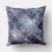 ネイビーブルーの天体ダイヤモンド格子星 クッション (裏面)