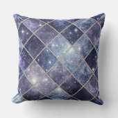 ネイビーブルーの天体ダイヤモンド格子星 クッション (正面)