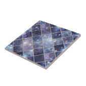 ネイビーブルーの天体ダイヤモンド格子星 タイル (側面)