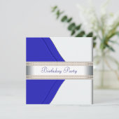 ネイビーブルーの女性の誕生日パーティー 招待状 (スタンド正面)