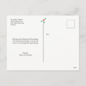 ネイビーブルーの字で 結婚おめでとう そして メリークリスマス シーズンポストカード (裏面)