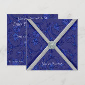 ネイビーブルーの宝石付きパーティー招待状 招待状 (正面/裏面)