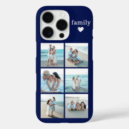 ネイビーブルーの家族6枚写真 iPhone 16 PROケース