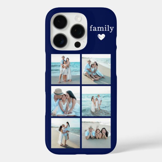 ネイビーブルーの家族6枚写真 Case-Mate iPhoneケース (裏面)