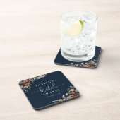 ネイビーブルーの小さな野の花のブライズシャワー コースター (右側)