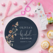 ネイビーブルーの小さな野の花のブライズシャワー ペーパープレート (パーティー)