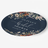 ネイビーブルーの小さな野の花のブライズシャワー ペーパープレート (アングル)