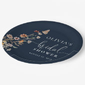 ネイビーブルーの小さな野の花の花嫁シャワーパーティー ペーパープレート (アングル)