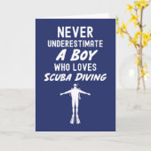 ネイビーブルーの少年用ダイビングカード　ダイバー　海洋 カード (黄色い花)