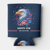 ネイビーブルーの愛国的なイーグル花火 缶クーラー (正面)