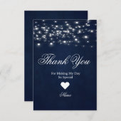 ネイビーブルーの感謝カード サンキューカード (正面/裏面)